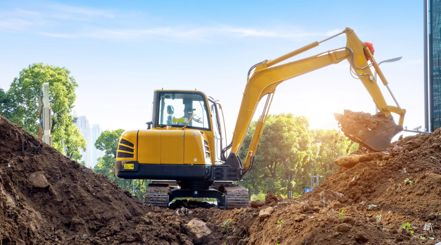 excavator during a new construction creswell or